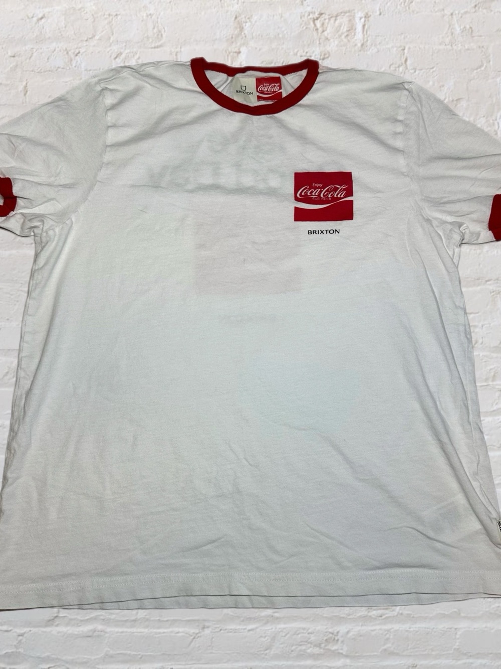 Brixton x Coca Cola White & Red Classic Standard Fit Ringer Tee in Women's Small